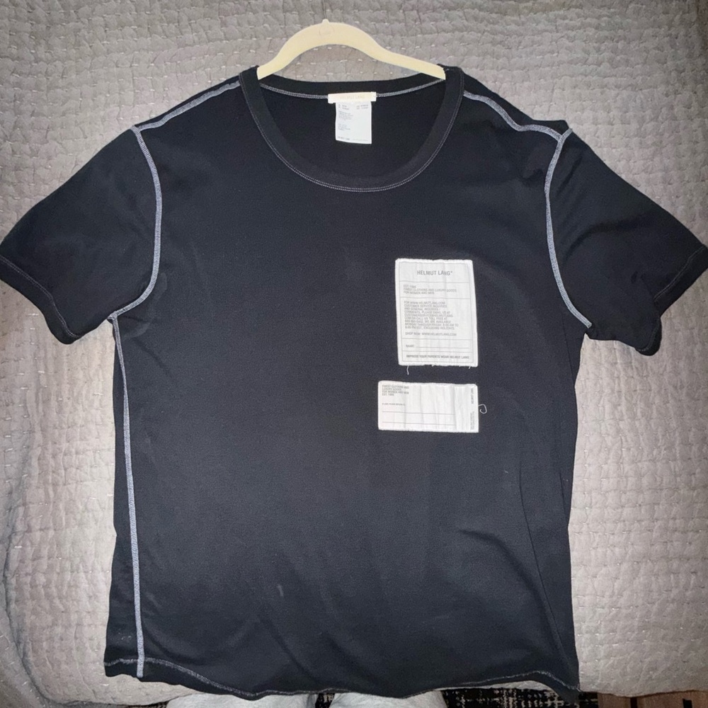 Helmut Lang Black Tee with White Accents (not fake).